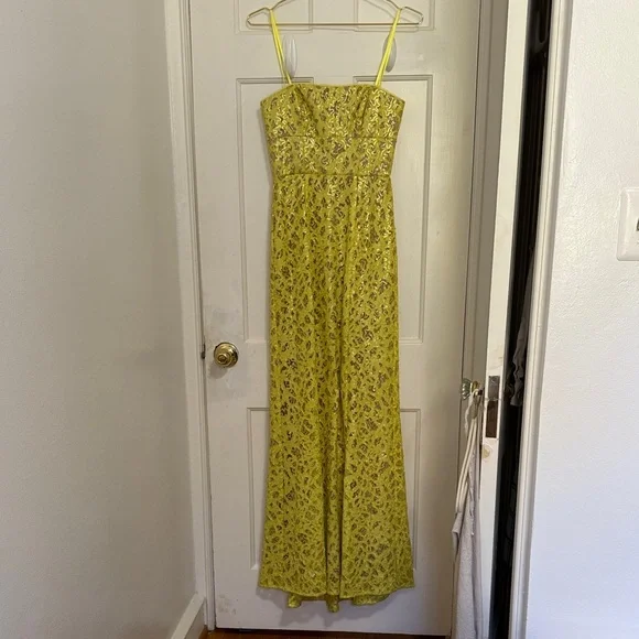 BCBGMaxAzria Yellow Lace Maxi Dress - Picture 1 of 5
